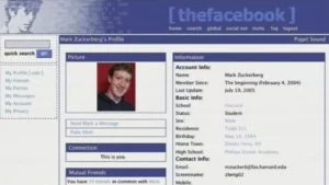 Aparência do Facebook em 2004