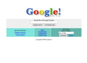 tela inicial do google em 1998